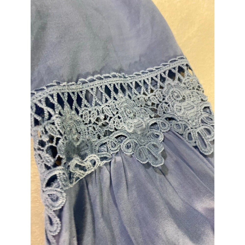 JODIFL Blue Boho Tunic Dress Bell Sleeve Crochet Lace Fringe Tassel Womens S Y2K - Picture 4 of 12